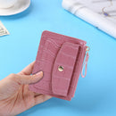 Fashion Women Simple Wallet PU Leather Multi-Slot Zipper Keychain Small Card