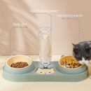 Cats Dogs Double Bowl Auto Feeder Water Dispenser Food Container (Green) Newly