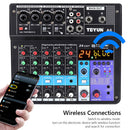 Mixer Sound Mixing Console USB Soundcard DJ Audio 48V Power (6 Channel US)