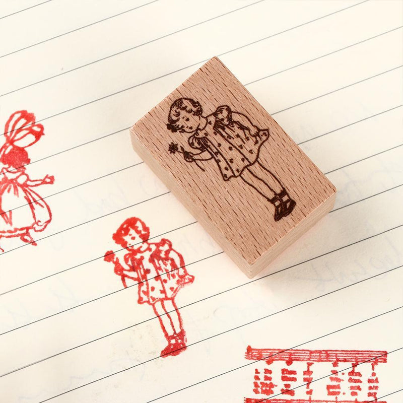DIY Albums Forest Plants Wooden Rubber Stamp Flower Girl Printed Scrapbooking