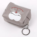 Leather Women Cute Cartoon Emotion Coin Holder Purses Mini Clutch (Grey)