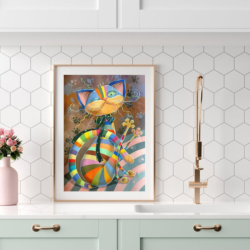 Colorful Cat No Frame Pictures By Number DIY Digital Coding Oil Painting