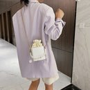 Women Square Box Shoulder Bag PU Chain Mini Handbag Drawstring Messenger Totes