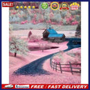 Pink Village Frameless Picture Oil Paint By Numbers Hand Painted Picture Kit