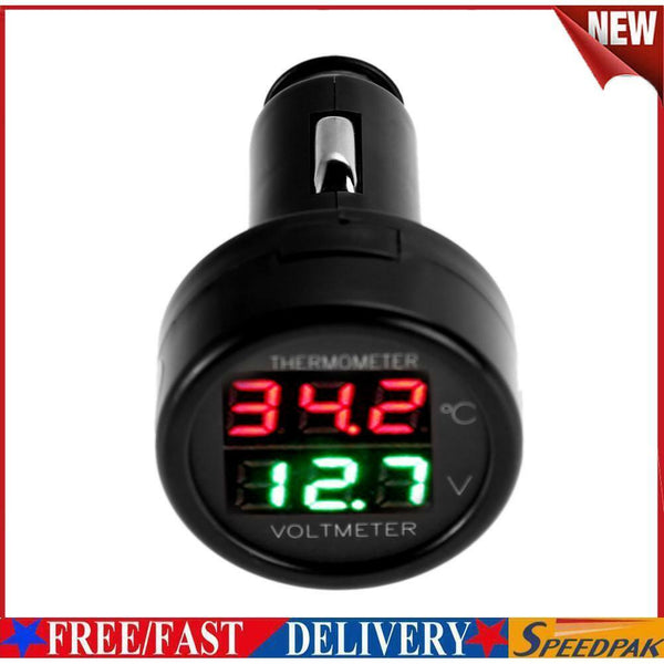 Digital Voltmeter Thermometer Monitor for Car SUV RV Truck Boat (Red+Blue) #F