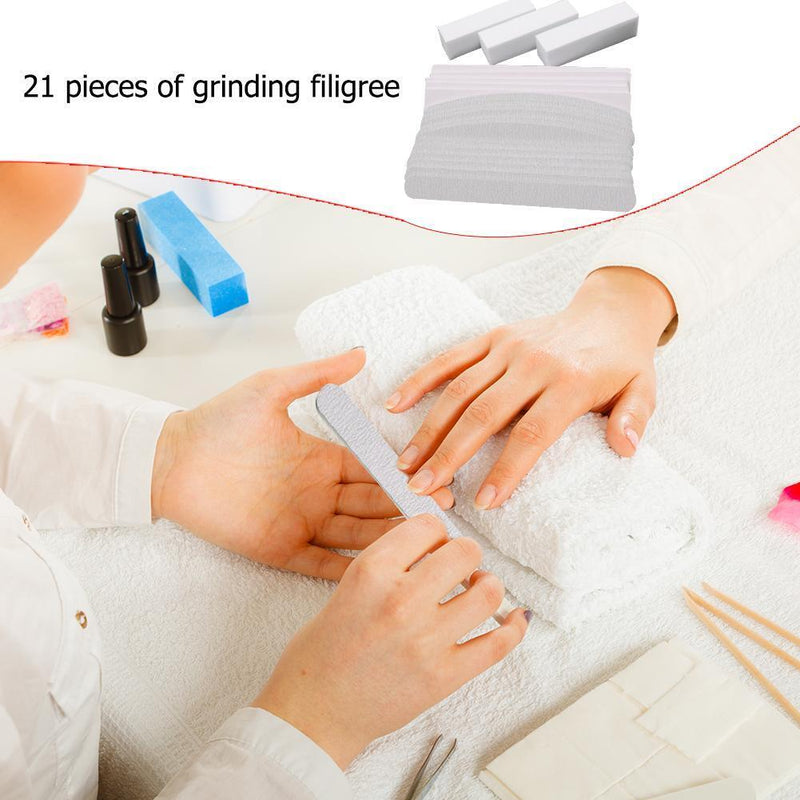 21pcs/Set Nail Art Polishing Sand Files Rubbing Manicure Sponge Blocks Kit Newly