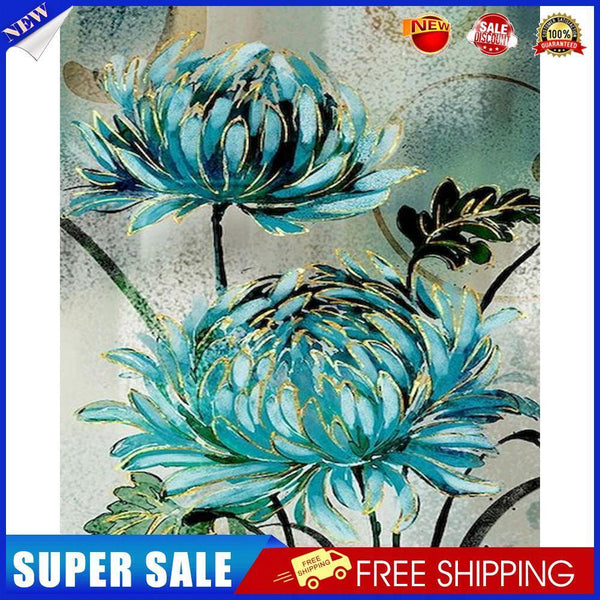 Blue Flowers Paint By Numbers Kit DIY Art Frameless Picture On Canvas (B)