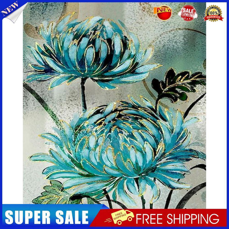 Blue Flowers Paint By Numbers Kit DIY Art Frameless Picture On Canvas (B)