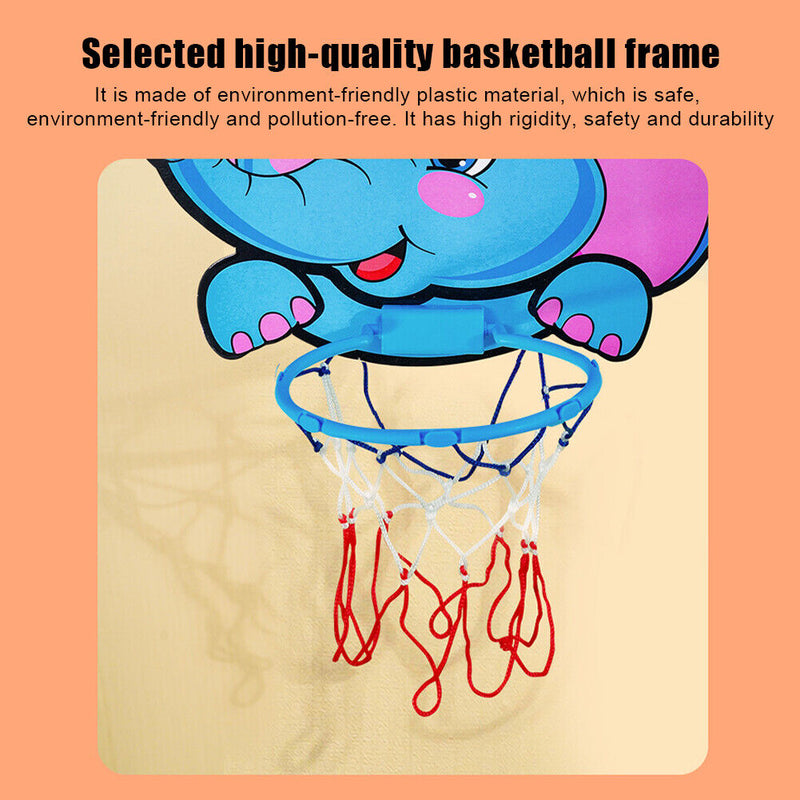 Baby Kids Basketball Hoops Set Indoor Basketball Backboard Toys (Elephant) Newly