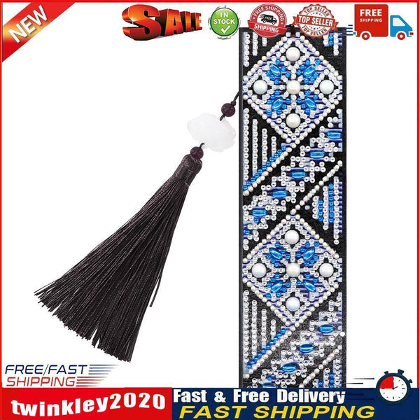 5D DIY Special Shape Diamond Painting Leather Bookmark Tassels Book Marks Newly