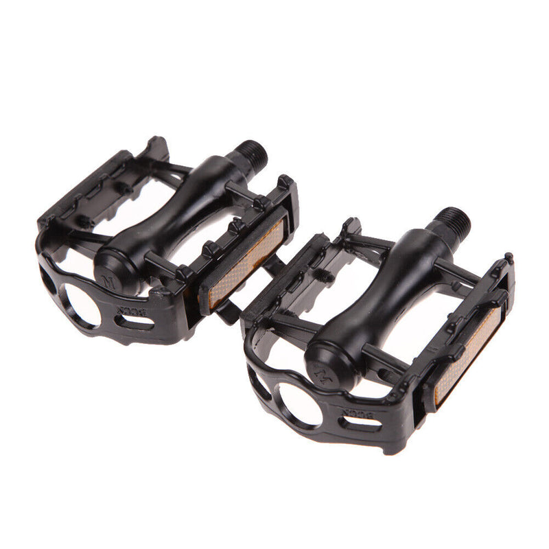 1 Pair BMX MTB Aluminium Alloy Mountain Bicycle 9/16" Pedals Flat(Black)