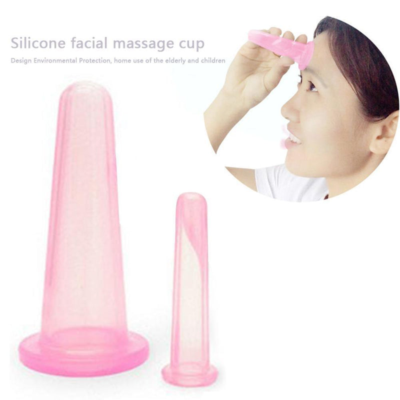 2pcs Silicone Cupping Suction Can Vacuum Face Leg Arm Massage Cup (Pink)