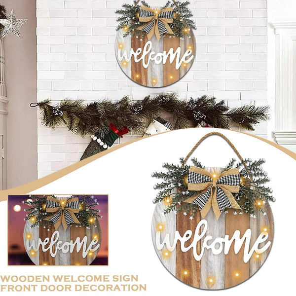 Welcome SignSpring Front Porch Decor, Rustic Wooden Hanging Front Door FAST~