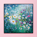 11CT Full Embroidery Daisy Bush Cotton Print Cross Stitch Kit Home Decoration