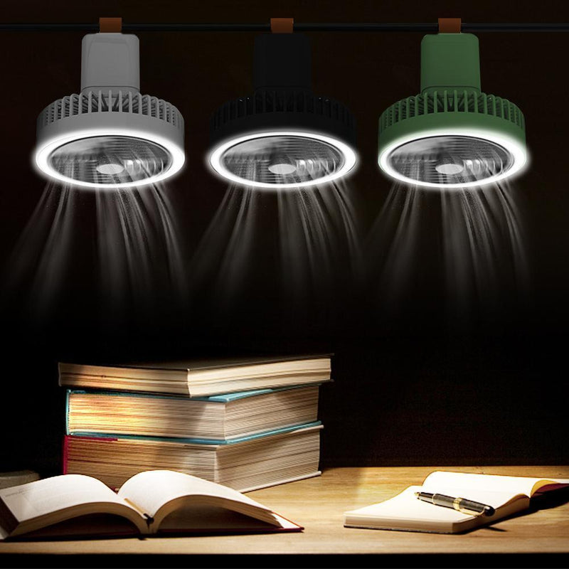 Multifunctional Mini Fan with LED Light Desktop Ceiling Fan (Green Tripod)