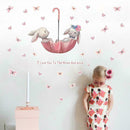 Cute Grey Bunny Ballet Rabbit Wall Stickers For Kids Nursery Room W9S8 Baby U9Y1