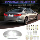 14Pcs LED Interior Package Kit For T10 36mm Map Dome License Plate Lights Newly