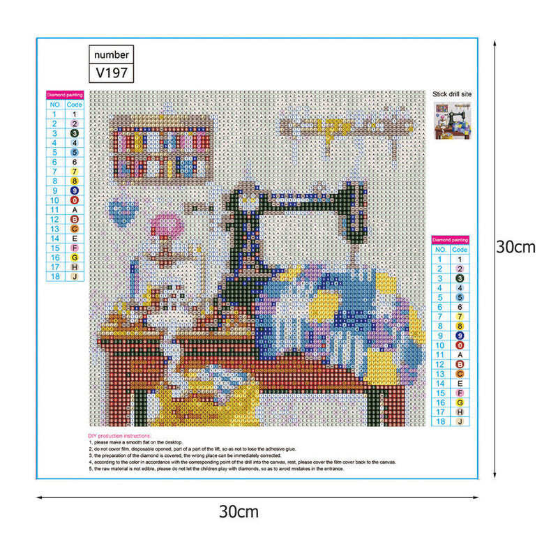 5D DIY Full Drill Diamond Painting Sewing Machine Cross Stitch Embroidery Newly