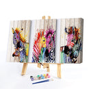 3 Zebra Oil Paint By Numbers Canvas Drawing DIY Coloring Pictures Color Panels