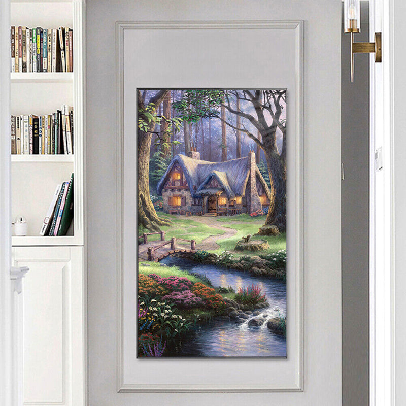 DIY Full Round Drill Drawing Diamond Painting Kit 5D Forest Hut Art Ornaments