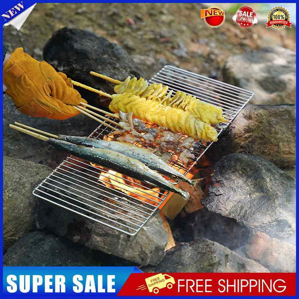 Stainless Steel BBQ Rack Grill Cooking Supplies Foldable Grill Stand for Camping