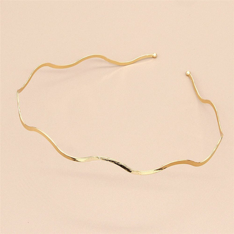 Elegant Geometric Metal Headdress Hair Hoop Thin Headbands Wave Bending
