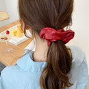 French Women Scrunchie Solid Leather Hair Tie Rope Holder Elastic Hair Rubber