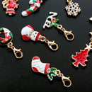 Style Christmas Key Chains Enamel Keychains Lobster Buckle Snowman Bell Tree
