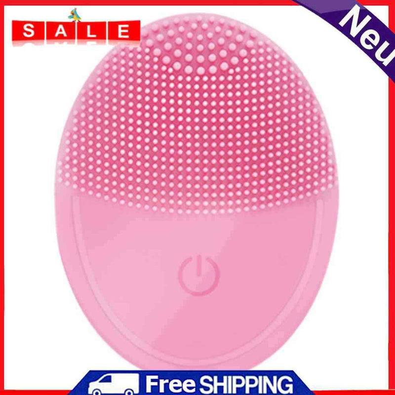 Electric Face Cleaing Brush Silicone Deep Washing Massager Cleaner (Pink)