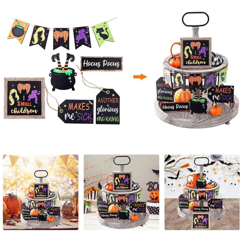 Farmhouse Decor for Tiered Tray Wooden Rustic Table Ornaments Housewarming Gift