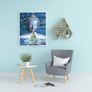 Full Embroidery Stamped Buddha Statue In Water 11CT Cotton Thread Cross Stitch K