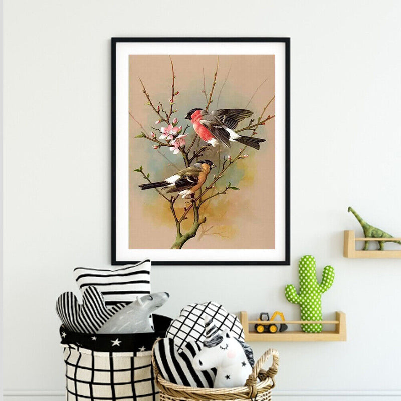 Oil Paint By Numbers DIY Bird and Flower Digital Painting Wall Art Handicra