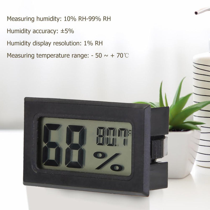 Mini Digital LCD Temperature Humidity Meter Thermometer (Black Fahrenheit)