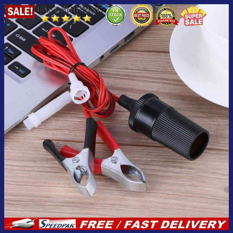 Car Cigarette Lighter Female to Battery Crocodile Clips Socket Wire Clamp