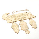 Wooden Eid Mubarak Hanging Lantern Pendant Crafts Accessories Table Ornament