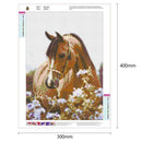 5D DIY Full Drill Diamond Painting Horse Flowers Cross Stitch Embroidery Rhinest