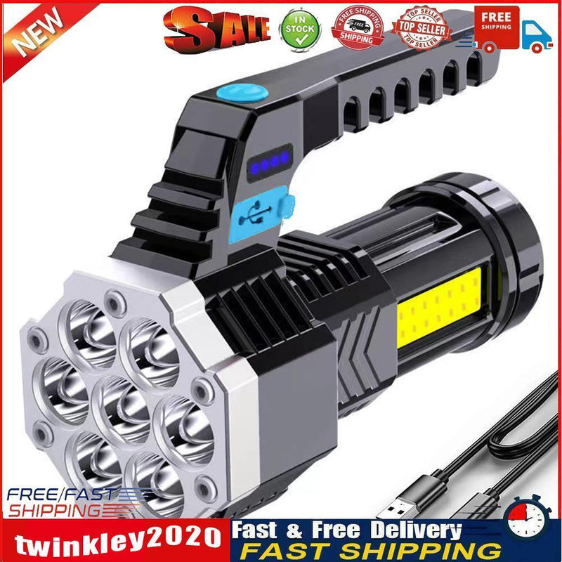7LED+COB Portable Flashlight USB Rechargeable Camping Torch Searchlight Newly