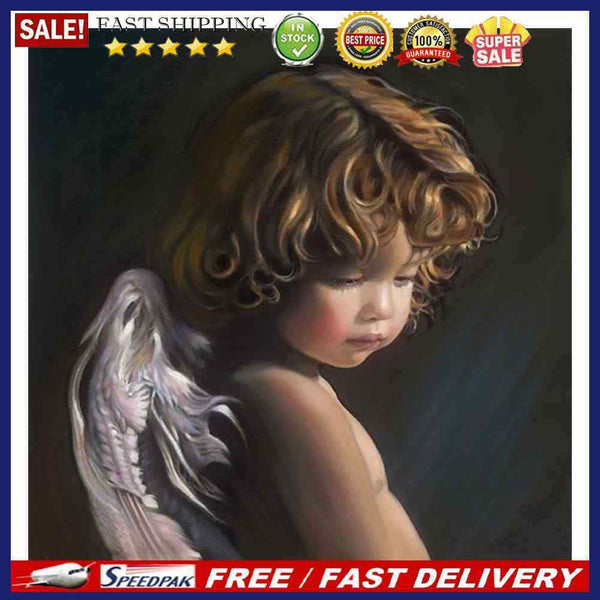 Hand Painted Oil Paint by Numbers DIY Little Angel Drawing Wall Decoration