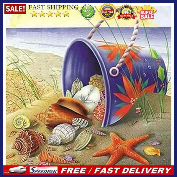 DIY Shell Sea-star Oil Paint by Numbers Kit Drawing on Canvas Picture Home