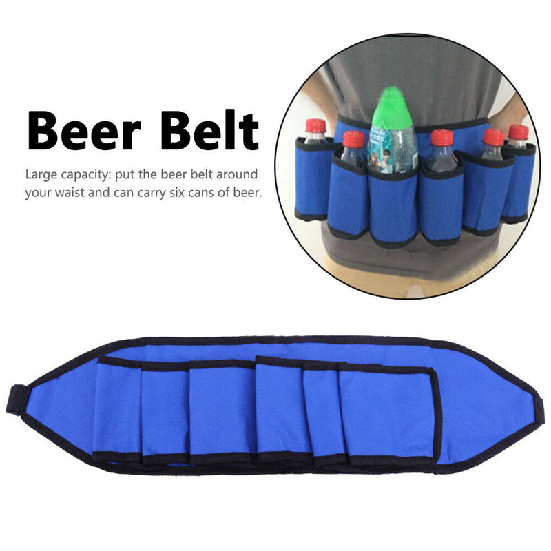 Portable 6-Bottle Beer Belt Hanging Organizer Cell Phone Drink Beverage Wine Carrier