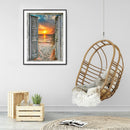 Handmade Full Square Drill 5D Door Sunset Drawing Kit DIY Diamond Painting Craft