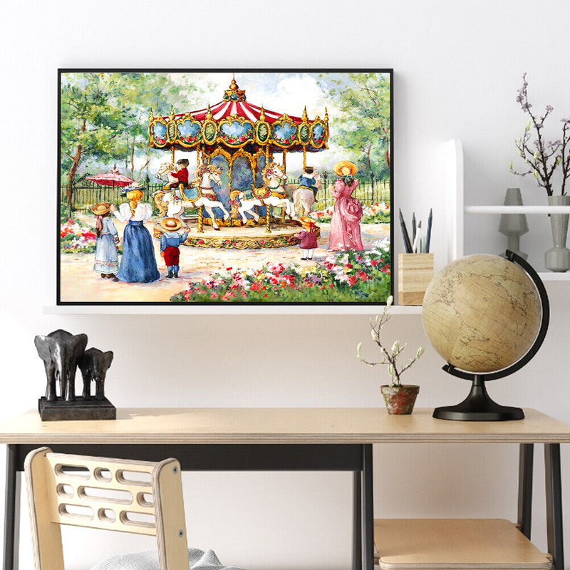 Full Embroidery Cross Stitch Set Needlework Kit 11CT Merry Go Round Artwork