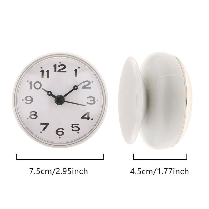 Waterproof Bathroom Mini Anti-Fog Watch Suction Cup Wall Clock Sucker