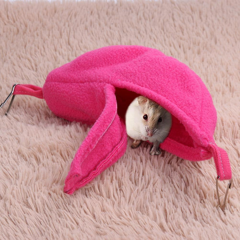 Warm Banana Hamster Hammock Hang Cage Pet Birds Sleeping Nest House (Rose) Newly