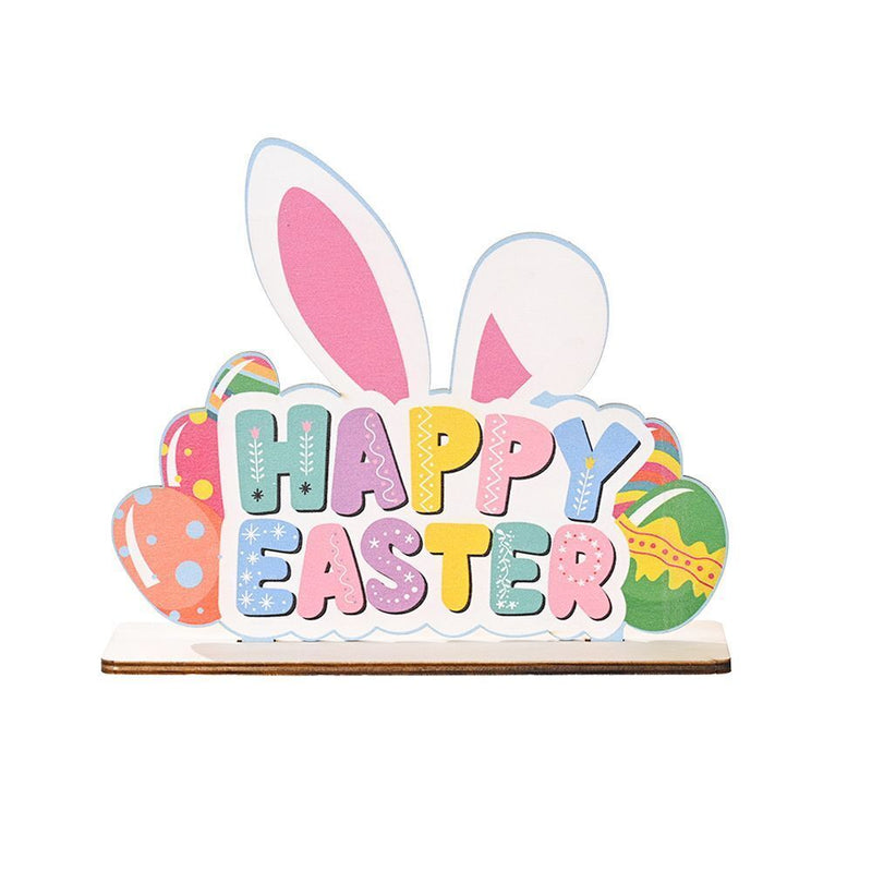 DIY Crafts Easter Rabbit Desk Decorations Wooden Ornaments Happy Easter