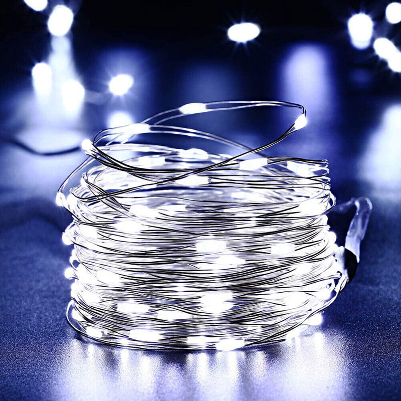 Solar String Lights Waterproof Copper Wire Fairy Lamp (Cold White 200LED) Newly
