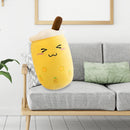 Child Bubble Tea Family Stuffed Plush Pillow Soft Cushion (Yellow Squint)