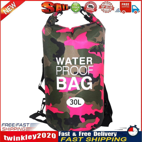 Outdoor Dry Bag Swimming Waterproof Sack for Boating Raft (30L Rose Red) Newly