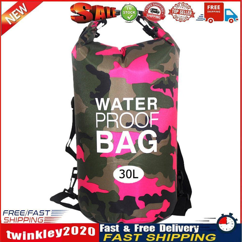 Outdoor Dry Bag Swimming Waterproof Sack for Boating Raft (30L Rose Red) Newly