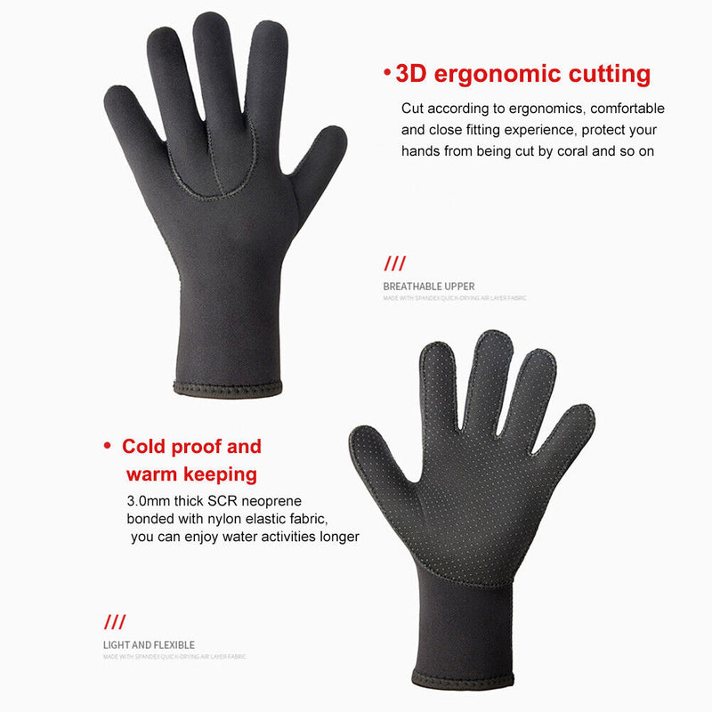 3mm Neoprene Diving Gloves Keep Warm Winter Gloves for Men Women (Black L) Newly